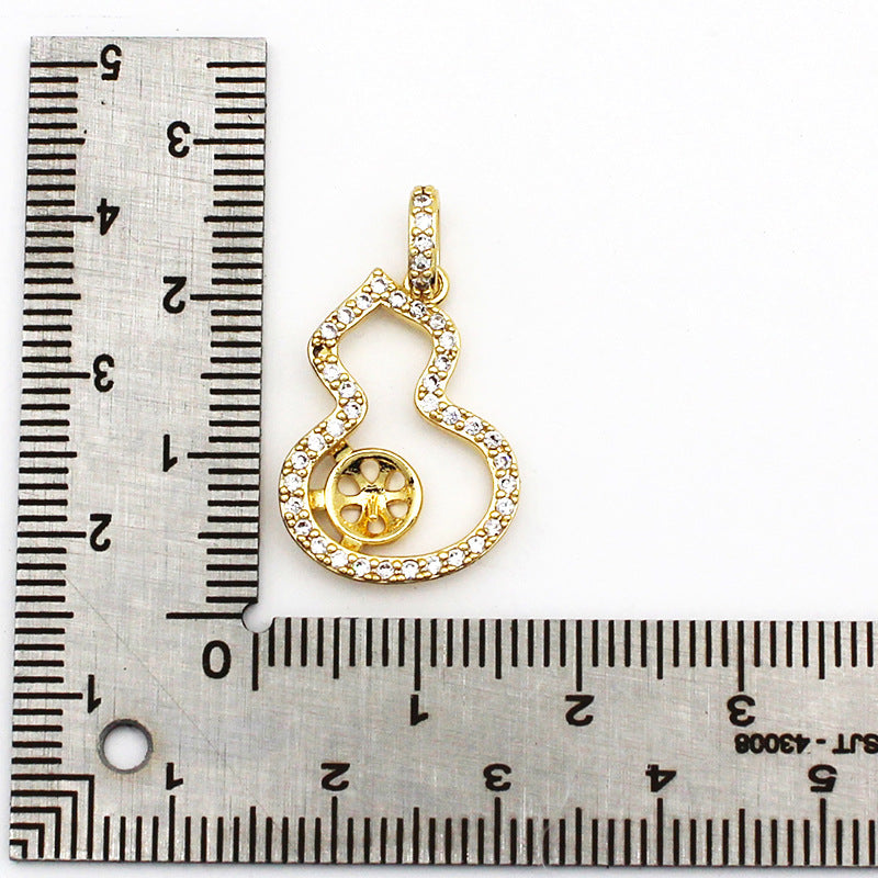 Wholesale Micro Inlaid Zircon Gourd Pearl Holder Copper DIY Jewelry Accessories